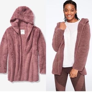 Brown Sherpa cardigan sweater